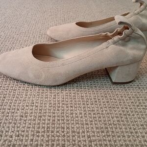 Everlane chunky suede heels